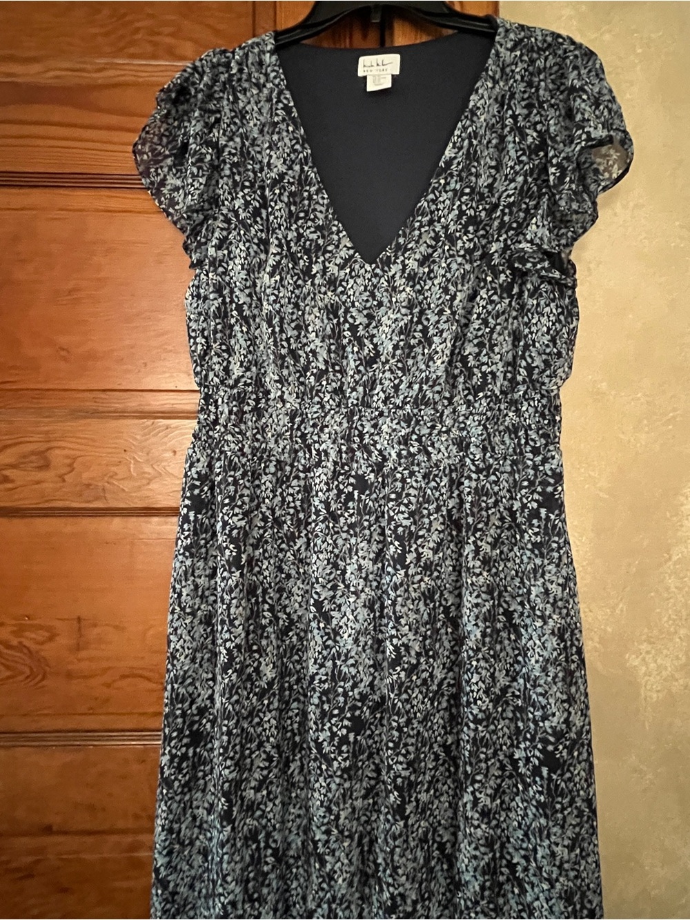 Nicole Miller Women’s Navy Floral Smocked Waist Cottagecore Fairy Boho Size XL